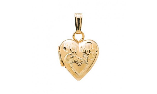 14K Yellow Gold engraved Heart Child's Locket