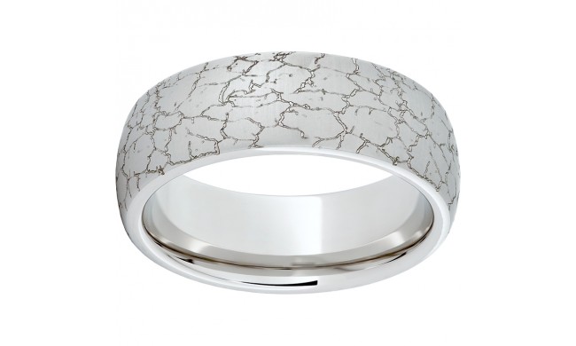 Serinium Domed Band with Tectonic Laser Engraving
