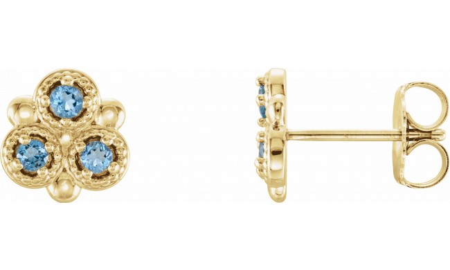 14K Yellow Aquamarine Three-Stone Earrings