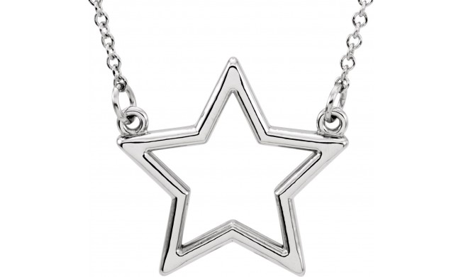 14K White Star 16 Necklace