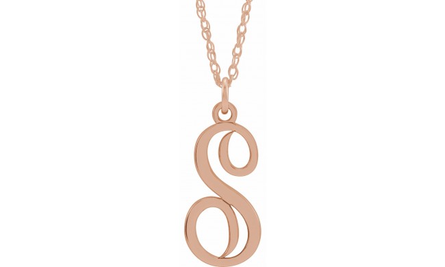 14K Rose Script Initial S 16-18 Necklace