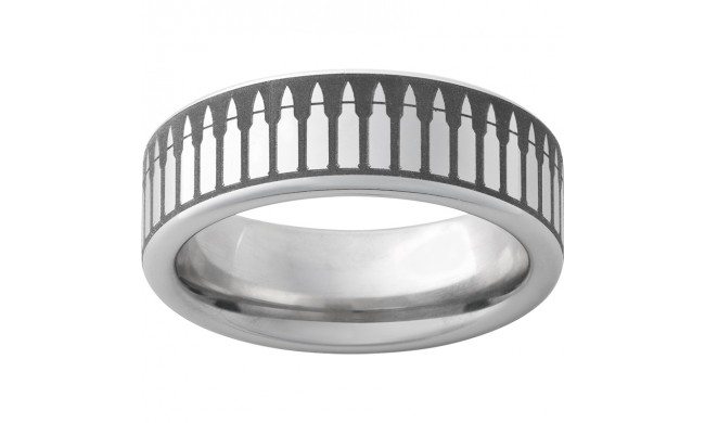 Serinium Pipe Cut Band with Bullets Laser Engraving