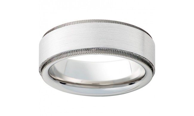 Serinium Flat Band with Milgrain Textured Edges and Satin Finish