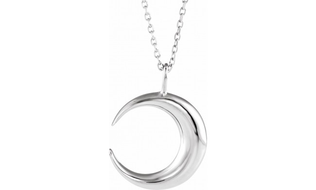 14K White Crescent Moon 16-18 Necklace