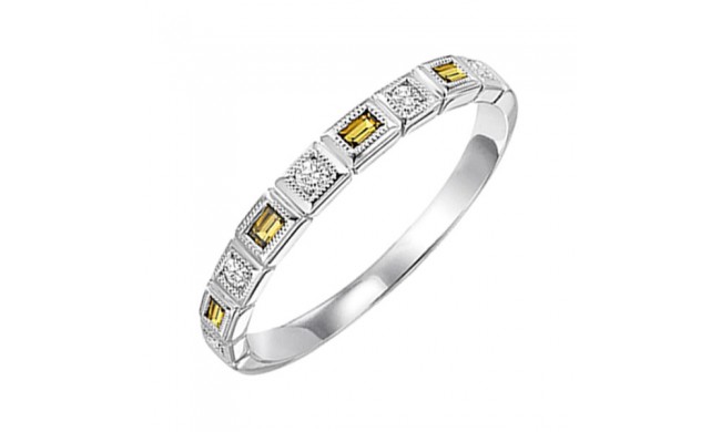 Gems One 14Kt White Gold Diamond (1/10Ctw) & Citrine (1/8 Ctw) Ring