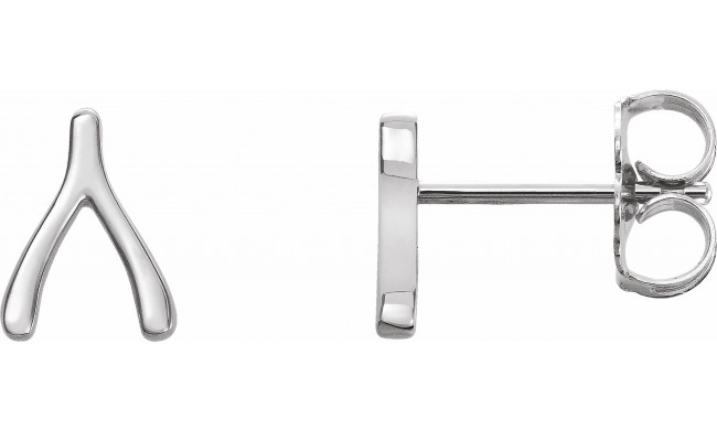 14K White Wishbone Earrings