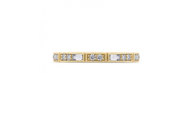 Shah Luxury 14K Yellow Gold Round and Baguette Diamond Wedding Band