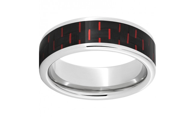 Serinium Pipe Cut Band with Black and Red Carbon Fiber Inlay