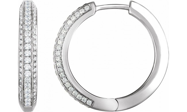 14K White 3/4 CTW Diamond Hoop Earrings