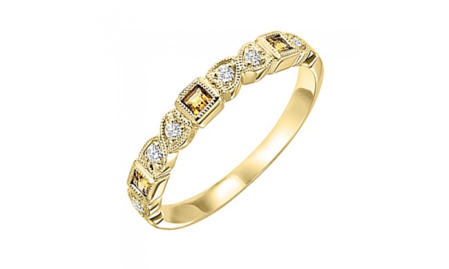 Gems One 14Kt Yellow Gold Diamond (1/10Ctw) & Citrine (1/6 Ctw) Ring
