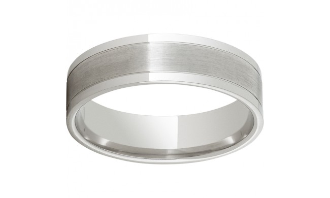 Modern Gold 6mm 10K White Gold Ring with Grooved Edges and Satin Finish