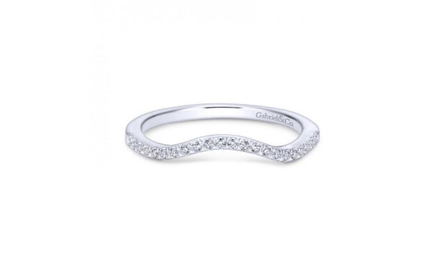 Gabriel & Co. 14k White Gold Contemporary Curved Wedding Band