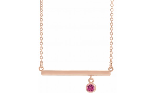 14K Rose Pink Tourmaline Bezel-Set 18 Bar Necklace