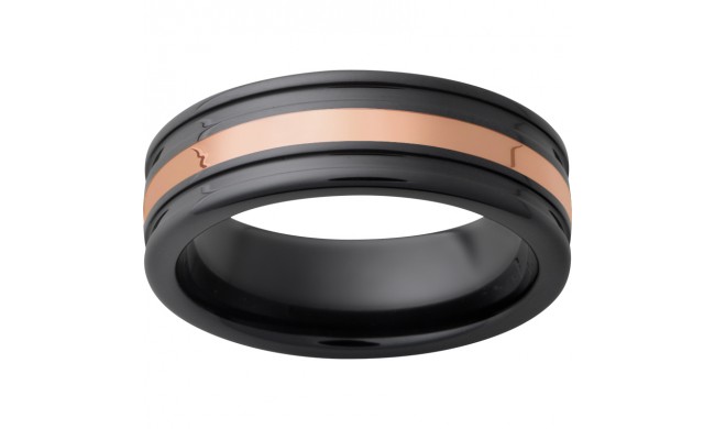 Black Diamond Ceramic Band with 2mm 14K Rose Gold Inlay