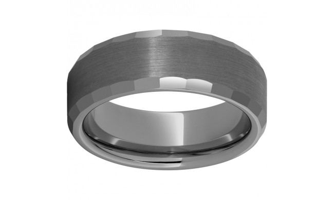 Rugged Tungsten  8mm Faceted Beveled Edge Band with Satin Finish