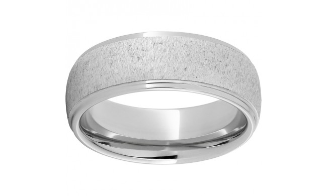 Serinium Domed Band with Grooved Edges and Grain Finish