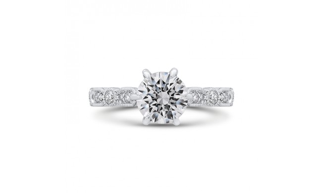 Shah Luxury Round Cut Diamond Engagement Ring In 14K White Gold (Semi-Mount)