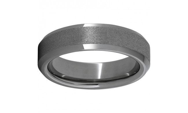 Rugged Tungsten  6mm Beveled Edge Band with Stone Finish