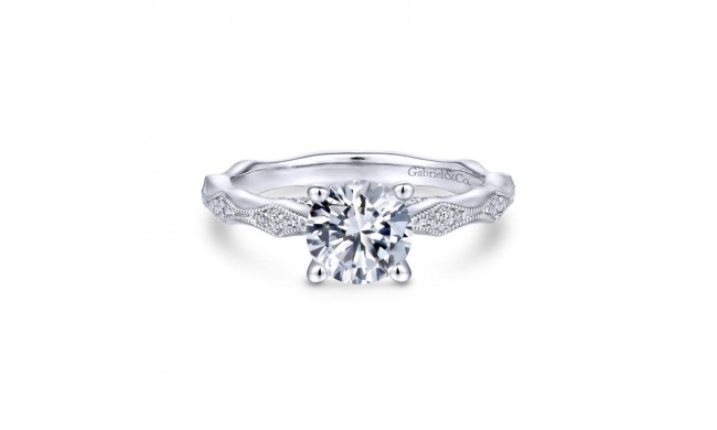 Gabriel & Co. 14k White Gold Victorian Straight Engagement Ring