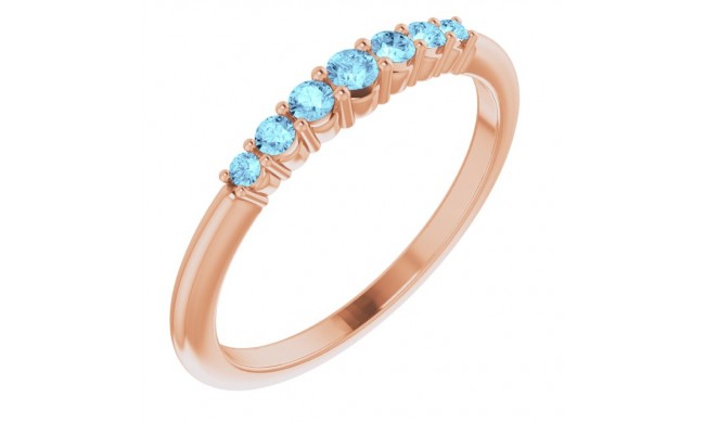 14K Rose Aquamarine Stackable Ring