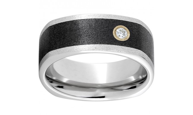 Serinium Square Band with Black CeramicInlay, One 6-Point Diamond and Stone finish