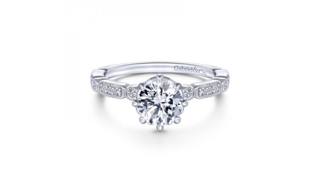 Gabriel & Co. 14k White Gold Victorian Straight Engagement Ring