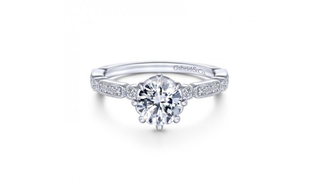 Gabriel & Co. 14k White Gold Victorian Straight Engagement Ring