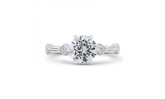 Shah Luxury 14K White Gold Round Cut Diamond Engagement Ring (Semi-Mount)