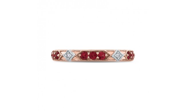 Shah Luxury 14K Two-Tone Gold Round Diamond and Ruby Wedding Band