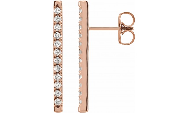 14K Rose 1/3 CTW Diamond French-Set Bar Earrings