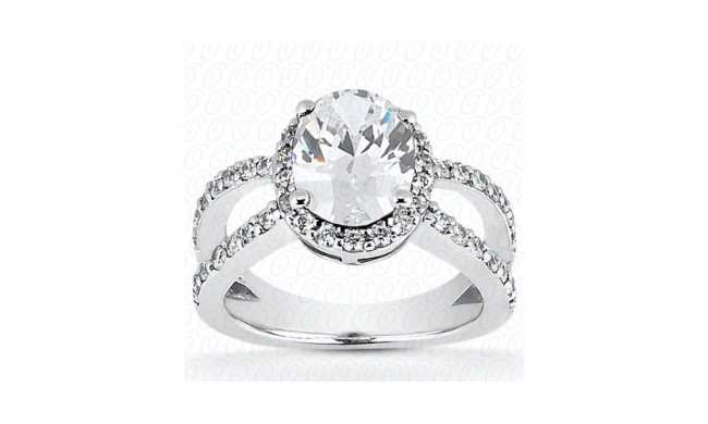 14k White Gold Diamond Semi-Mount Halo Engagement Ring