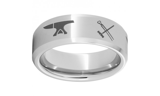 Serinium Beveled Edge Band with a Blacksmith Laser Engraving