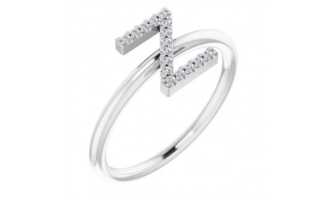 14K White .06 CTW Diamond Initial Z Ring