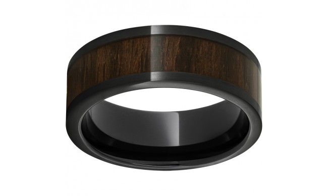 Black Diamond Ceramic Pipe Cut Band with Bocote Wood Inlay