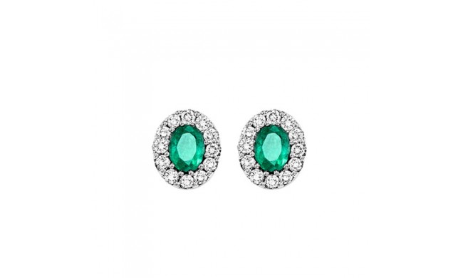 Gems One 14Kt White Gold Diamond (1/5Ctw) & Emerald (1/3 Ctw) Earring