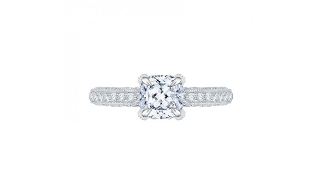 Shah Luxury Cushion Diamond Engagement Ring In 14K White Gold (Semi-Mount)