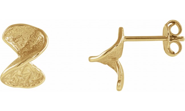 14K Yellow Twisted Stud Earrings with Backs