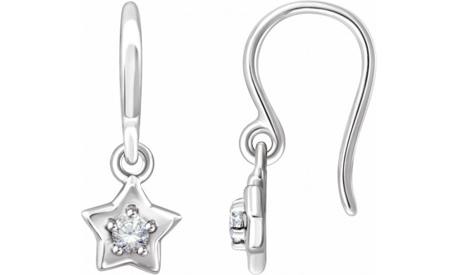 14K White 3 mm Round April Youth Star Birthstone Earrings