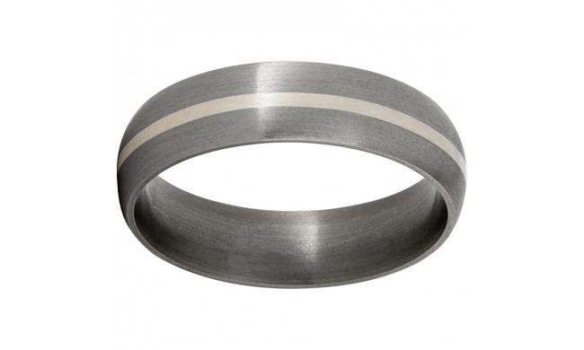 Titanium Domed Band with a 1mm Sterling Silver Inlay and Satin Finish