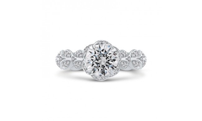 Shah Luxury 14K White Gold Round Diamond Engagement Ring (Semi-Mount)