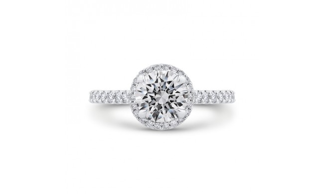 Shah Luxury 14K White Gold Round Cut Diamond Classic Halo Engagement Ring (Semi-Mount)