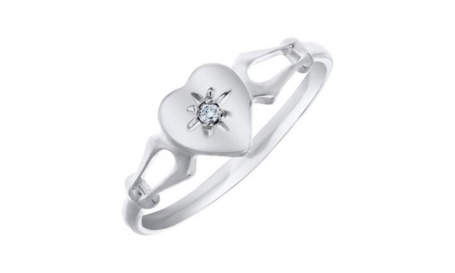 14K White Gold Diamond Heart Child's Ring