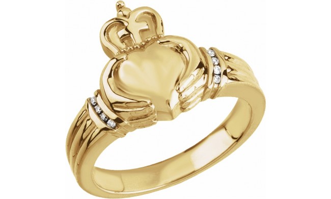 14K Yellow .04 CTW Diamond Claddagh Ring