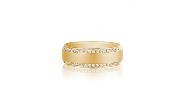 Henri Daussi 7mm Men's Wedding Band MB1 14k Gold Yellow 0.45 Ctw.