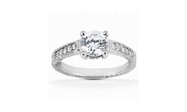 14k White Gold Diamond Semi-Mount Antique Engagement Ring