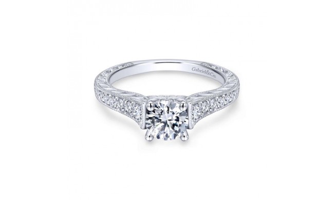 Gabriel & Co. 14k White Gold Victorian Straight Engagement Ring