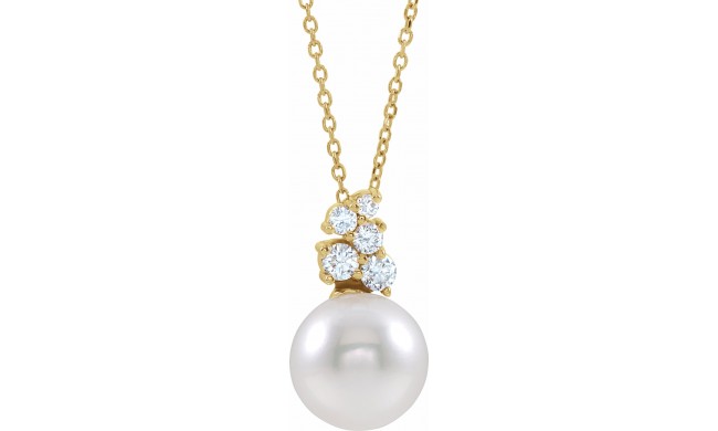 14K Yellow Freshwater Cultured Pearl & 1/4 CTW Diamond 16-18 Necklace