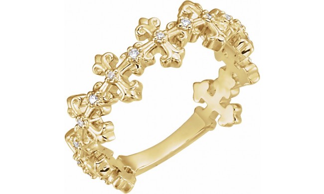 14K Yellow .06 CTW Diamond Cross Ring