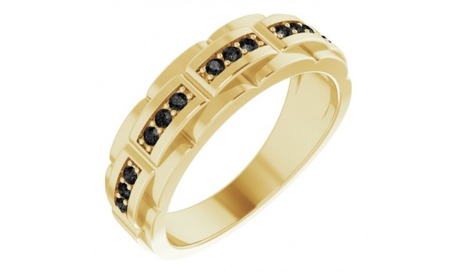 14K Yellow 1/4 CTW Black Diamond Pattern Ring