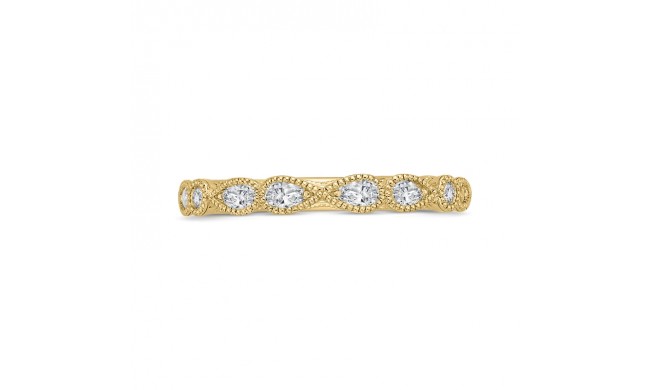 Shah Luxury 14K Yellow Gold Pear and Round Diamond Half-Eternity Wedding Band